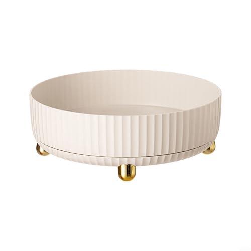 Fauhapyway Estante de almacenamiento giratorio de 22 cm con borde elevado, organizador giratorio de 360 ° para encimera de gabinete (blanco)