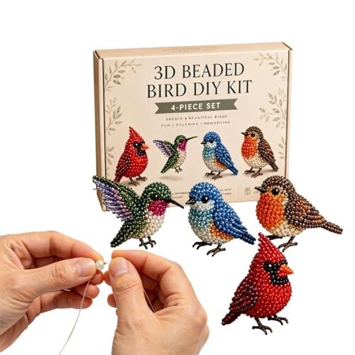 Kits De Cuentas De Animales | Kit Pequeño Para Hacer Animales Con Cuentas 3D | Kit De Manualidades De Animals Con Cuenta Coloridas E Instrucciones | Kits De Bordado De Cuenta Para Principiantes (B)