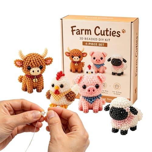 Kits De Cuentas De Animales | Kit Pequeño Para Hacer Animales Con Cuentas 3D | Kit De Manualidades De Animals Con Cuenta Coloridas E Instrucciones | Kits De Bordado De Cuenta Para Principiantes (A)