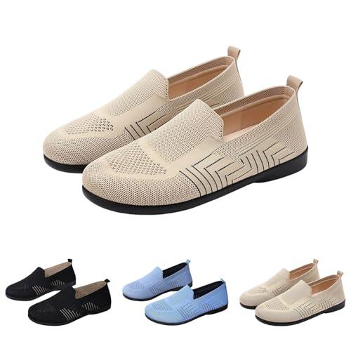 Orthopedic Shoes for Women UK 2026 Summer Ladies Mesh Arch Support Wide Fit Flat Loafers Slip On Sneakers Comfortable Soft Cushion Walking Holiday Beach Work Sport Outdoor Diabetic Friendly Shoes