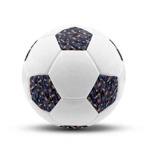 Hixingo Balón de Fútbol Tamaño 5 con Diseño de Impresión 3D Planet - Pelota de Fútbol de PVC para Niños, Jóvenes y Adultos - Ideal para Entrenamiento, Interiores y Aire Libre (Gris)