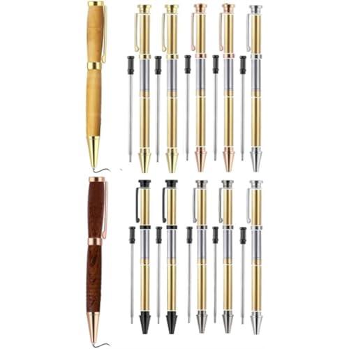Qomcsrl Kit de Bolígrafo Delgado de 7 Mm, Suministros para Proyectos de Torneado de Madera con Recargas y Blanks de Bolígrafo de Madera para Torneado en Torno, Fabricación DIY.