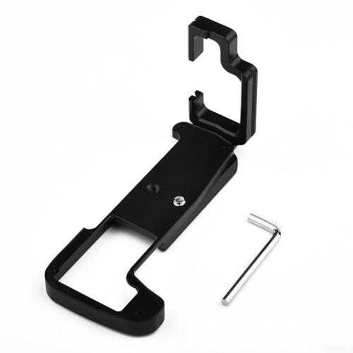 Agarre de cámara con soporte en L de liberación rápida para Olympus OM-D E-M1 Mark IICNC Aluminio para placa compatible con ARCA-SWISS con agujero de 1/4 pulgadas, negro