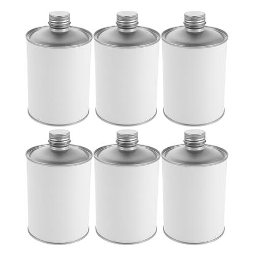 Cabilock 6 Piezas Envase Metálico Redondo de Hojalata de 500ml para Almacenamiento de Solventes y Embalaje Químico con Diseño en Forma de Antorcha