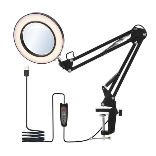 Luz de Aumento 10X con Clip 10 Niveles y 3 Modos para Lectura Manualidades Mantenimiento Trabajos Detalle