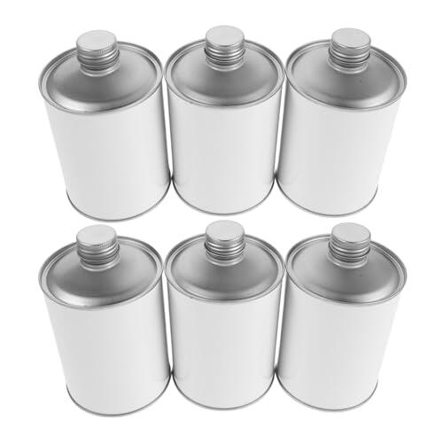 Cabilock 6 Piezas Envase Metálico Redondo de Hojalata Blanco de 500ml Resistente Oxidación para Almacenamiento de Solventes en Uso Industrial