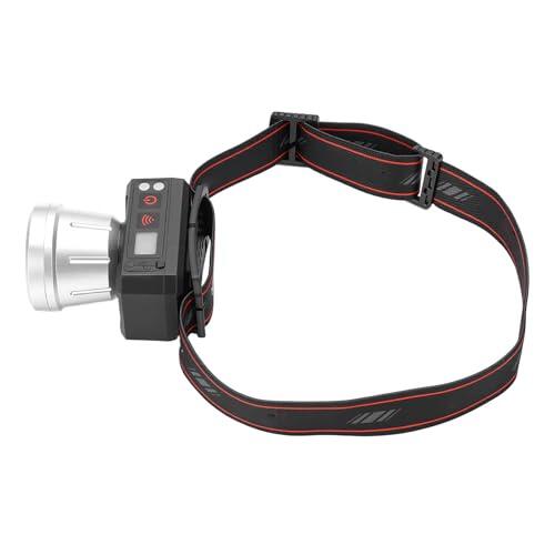 SIXRUN Linterna Frontal LED Recargable, Faro con Sensor de Movimiento con Pantalla LCD, Batería Incorporada de 1200 MAh, Zoom Telescópico, Linterna Frontal LED ABS para Exteriores para Acampar,