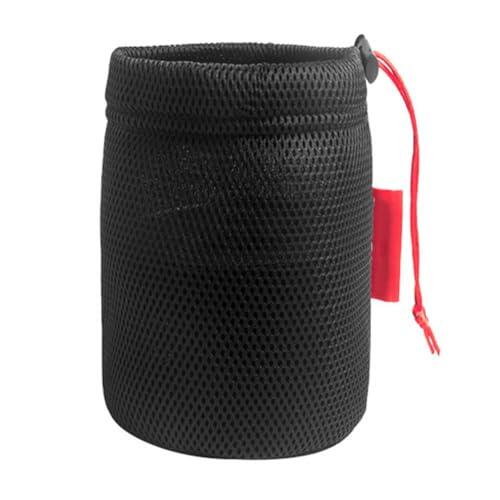 EasyByMall Bolsa de almacenamiento de malla al aire libre para utensilios de cocina de camping, bolsa transpirable anticolisión con cordón, organizador de equipo ligero para senderismo y viajes