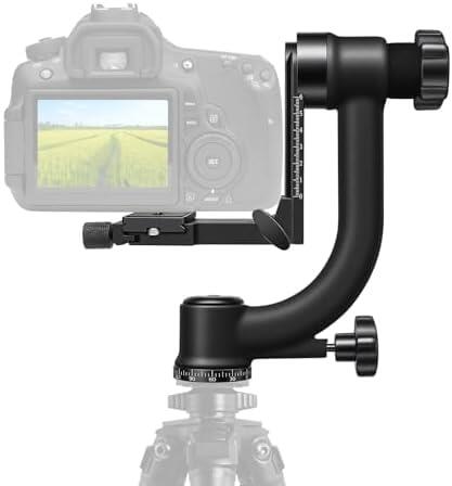 Gimbal - Cabezal de trípode panorámico 360° profesional para teleobjetivo, cámaras DSLR, fotografía deportiva, capacidad de carga de 20 kg, con placa de liberación rápida, rosca de 1/4"