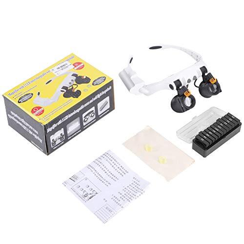 Kikumi 16 * 11 * 7 Gafas Lámpara LED Montada 21 Combinación Diadema Lupa Lupa con Lente Reemplazable