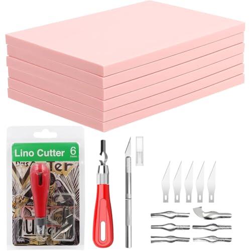 Xnuiasqe Kit para Hacer Sellos de Goma. el Mejor Kit de Bloques de Linóleo. Bloque para Tallar Sellos de Goma. Juego Completo para Manualidades.