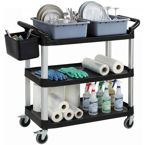 HOMCOM Carro de Limpieza con Ruedas 115x50x100 cm Negro