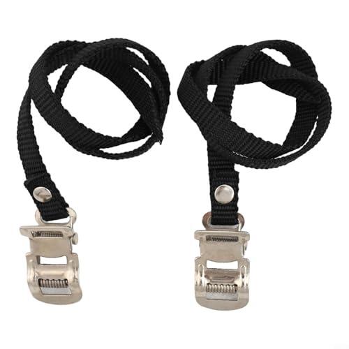 Yhenlovtt Pedal de ejercicio para bicicleta, correas ajustables con hebilla de metal para la mayoría de bicicletas, paquete doble, color negro