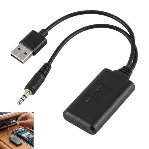 Bluetooth 5.0 Receptor Aux Para Auto, Adaptador Bluetooth Aux Coche de Audio Estéreo Inalámbrico 3,5 mm para Transmitir Música desde Smartphone Tablet PC Compatible con Entrada Auxiliar de Radio Coche