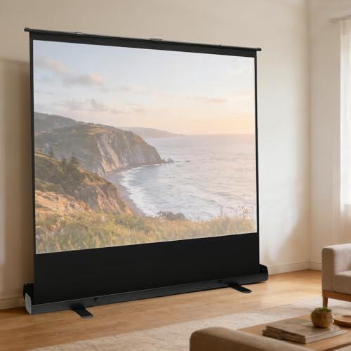 Proyector de pantalla portátil de 80 pulgadas, formato 4:3, portátil, retráctil, con soporte para cine en casa, camping, escuela, películas de interior/exterior