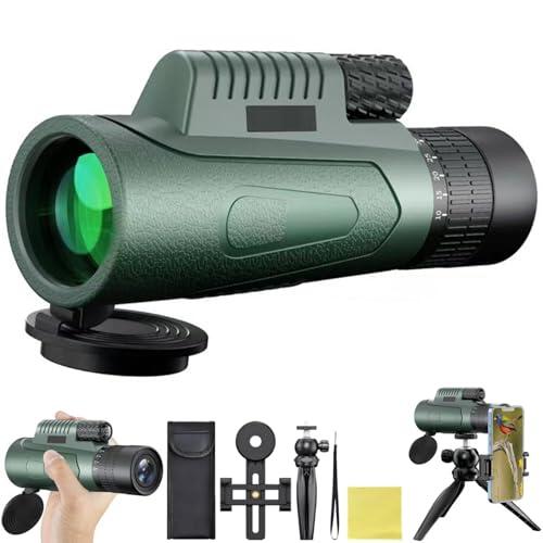 Sevitini Telescopio monocular, 12X50 HD Monoculars para Adultos, BAK4 Prisma y Lente FMC Monoculars, Catalejo Monocular para Observación de Aves y Vida Silvestre (Verde-Pro)