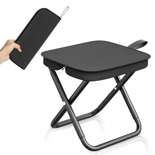 Taburete Plegable Portátil, Taburete para Camping, Pequeña Silla Plegable, Pequeño Taburete Plegable Portátil, Ta-burete Ple-gable al Aire Libre para Acampar, Pesca, Picnic, Viajes y Senderismo (N)
