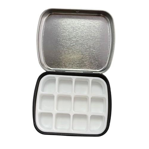 Caja de pintura de acuarela a prueba de fugas, bandeja de acuarela de 12 pozos, estuche de almacenamiento de Metal para acrílicos, gouaches, suministros de pintura profesional óleo