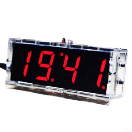 Kit de reloj digital LED de 4 dígitos con alarma de fecha, control de luz, montaje de soldadura, proyecto electrónico para entusiastas verde, azul, rojo, blanco (rojo)