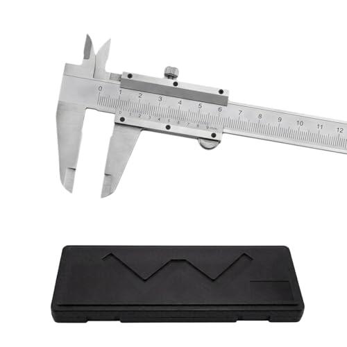Gefaps Pie de Rey Analógico 150 mm, Calibre Nonio Acero Carbono 0,05 mm / 1/128 Pulgada, para Medición Exterior, Interior, Profundidad y Escalón, con Tornillo de Fijación, sin Batería