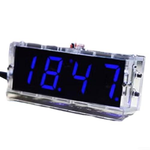 Kit de reloj digital LED de 4 dígitos con alarma de fecha, control de luz, montaje de soldadura, proyecto electrónico para entusiastas verde, azul, rojo, blanco (azul)