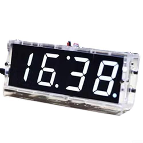 Kit de reloj digital LED de 4 dígitos con alarma de fecha, control de luz, montaje de soldadura, proyecto electrónico para entusiastas verde, azul, rojo, blanco (blanco)