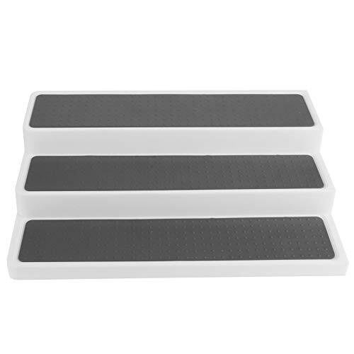 Masyrt Estante de 3 niveles expandible organizador de cocina con forro antideslizante para armario, encimera, cajón, almacenamiento de baño