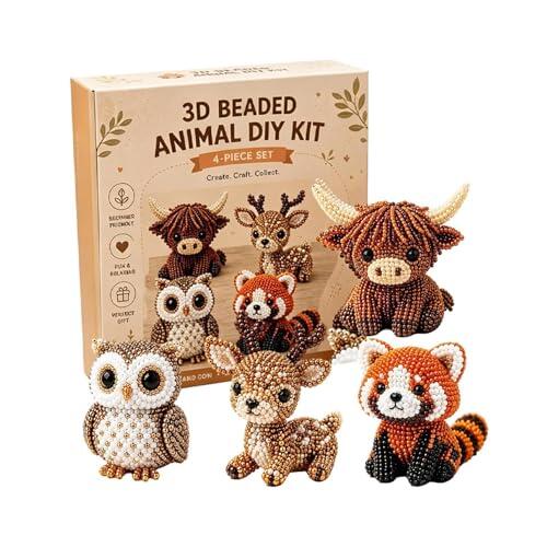Pequeño kit bricolaje cuentas animales 3D | Kits bordado cuentas pájaros 3D DIY | Kit arte cuenta semillas pájaros lindos | Juego manualidades artísticas hacer joyas animales hechos mano