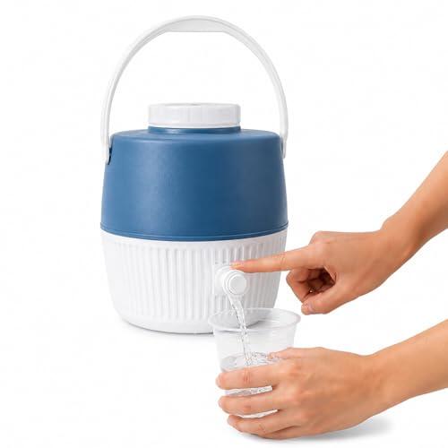 Nevera Portátil con Dispensador | Capacidad 5L | 24 x 24cm | Dispensador para Bebidas | Playa, Montaña, Camping, Picnic, Furgoneta, Camper | Nevera con Agarre (5 litros)