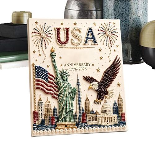 Genérico Kit De Pintura Con Perlas Adultos,Set De Manualidades DIY Para El Aniversario 1776-2026 | Kit Manualidades Patriótico Con Perlas,Para Hogar 4 Julio Festivo Familia Principiantes Adultos