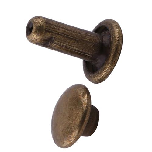 Tnfeeon 100 Piezas de Remaches de Doble Tapa, Tachuelas Artesanales de Metal, Remache de Cuero de Hierro Duradero para Bolsos, Zapatos, Sombreros, Pantalones, Abrigos (Bronce)