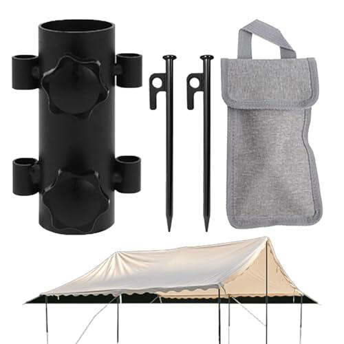 Soporte para poste de tienda de campaña | Soporte estable para palos de toldo con picos de suelo, base de barra de tienda a prueba de viento - para acampar, pesca, senderismo, jardín, patio, césped