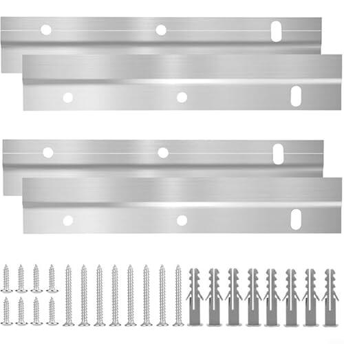 DAZZLEEX Juego de 4 abrazaderas Z para colgar fotos, sistema de riel de aleación de aluminio para espejos, marcos de obras de arte y paneles de pared, color plateado, ganchos resistentes de 15 cm con