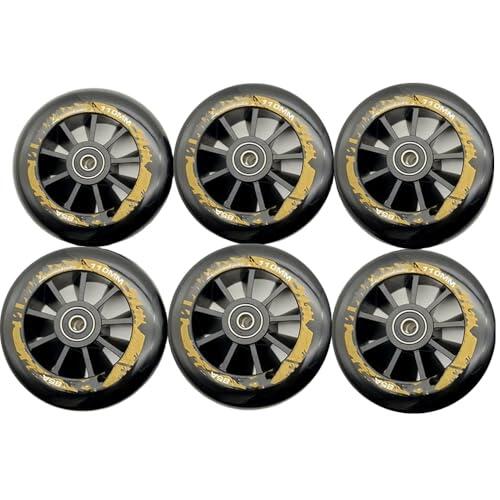 Paquete De 6 Ruedas para Patines En Línea, para Exteriores E Interiores, 85a, Ruedas De Repuesto para Zapatillas De Patinaje De Velocidad con Rodamientos Abec-11. Black 110mm