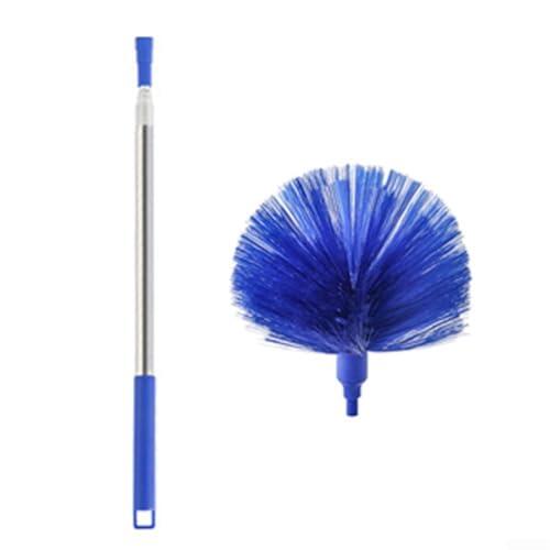 Accesorio de limpieza con cabezal de microfibra y poste modular de acero inoxidable para uso residencial de varios niveles (azul)