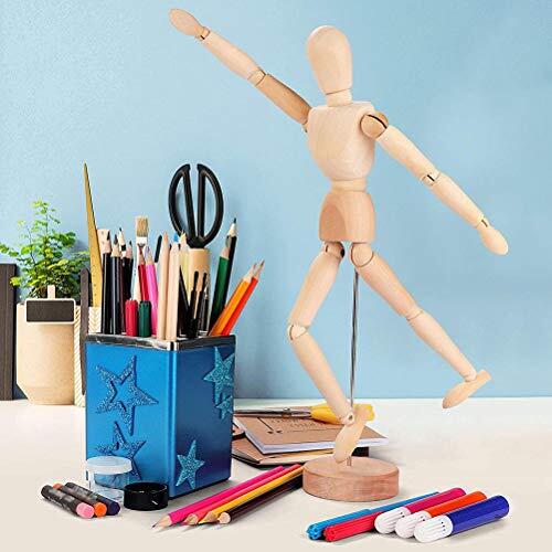 Tnfeeon Maniquí de Dibujo Maniquí Humano de Madera de 13 Cm de Alto con Cuerpo Flexible y Base Móvil para Artistas, Bocetos, Pintura, Fotografía, Animación Stop Motion (Aproximadamente 13cm)