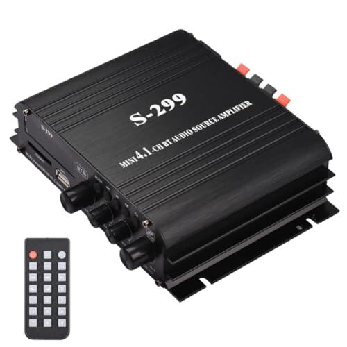 Htuteyy S-299 Amplificador de Potencia de Audio EstéReo 4.1 BT Amplificador de Audio Remoto PortáTil para AutomóVil y Hogar de Doble Uso 4X40W Enchufe de la UE
