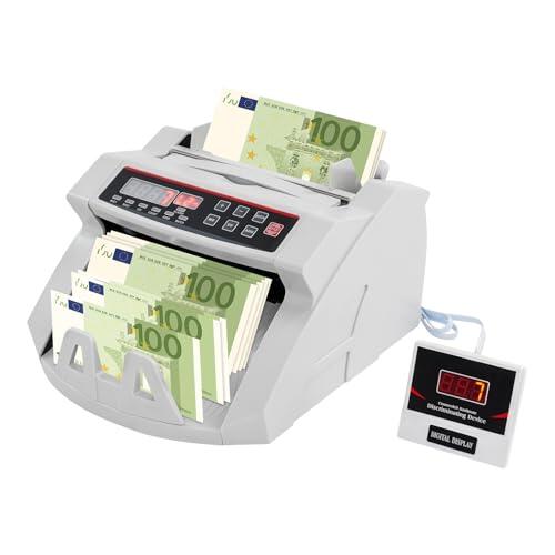 Detector de billetes falsos con doble pantalla LED, UV MG IR examen 900 billetes por minuto, compacto y portátil, contador de billetes para todas las monedas