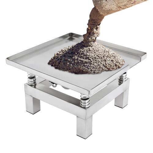 Loobiiny Mesa vibratoria de hormigón, 35 x 35 cm, plataforma vibratoria, máximo 10 kg, 50 W, 3000 – 3600 rpm, acero inoxidable, mesa vibratoria para laboratorio y construcción compactación de hormigón