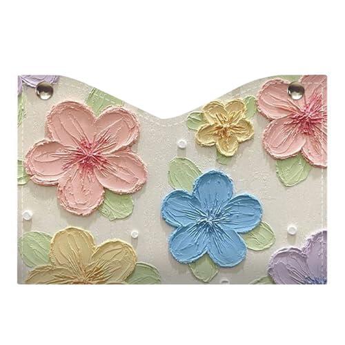 Oxxggkao Elegante caja de pañuelos de piel con flores coloridas, ideal para inauguración de la casa y festividades
