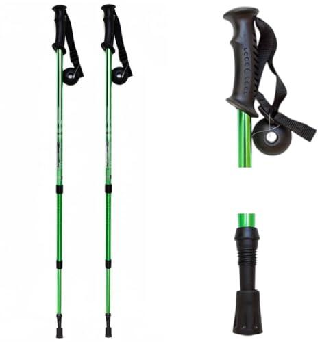 2X Bastones de Trekking Senderismo Telescópicos, Baston de Marcha para Hombre y Mujer, Aluminio Ultraligero, con Topes de Goma, con Mango Ergonómico.
