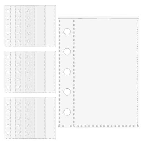 Protectores de hojas de polipropileno, paquete de 10 fundas de carpeta de 7,6 x 10,5 cm, 5 anillas, bolsas de almacenamiento transparentes para documentos, fotos, notas, oficina, escuela, organizador