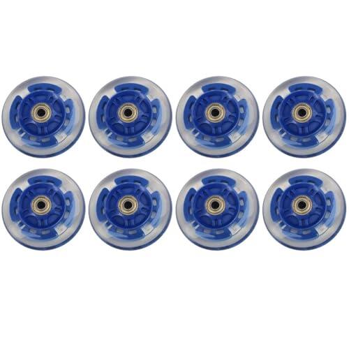 Hoppipola 8 ruedas LED de patinaje en línea autoalimentadas intermitentes de 64 mm, 70 mm, 80 mm, 82 A, patines de poliuretano para scooter, cochecito de repuesto, color azul