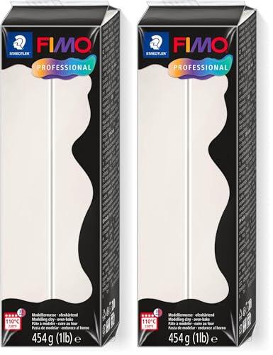 STAEDTLER 8041-03 FIMO Professional - Arcilla polimérica para modelar de secado al horno. Pastilla 454 g, color porcelana semi-opaca (Paquete de 2)
