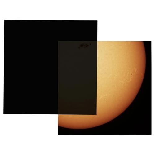 Lámina de filtro solar de 150 x 150 mm para telescopios, prismáticos y cámaras, película solar DIY para visualización solar, manchas solares y eclipses - Eclipse absoluto, OD 4.8, ISO 12312-2 probado