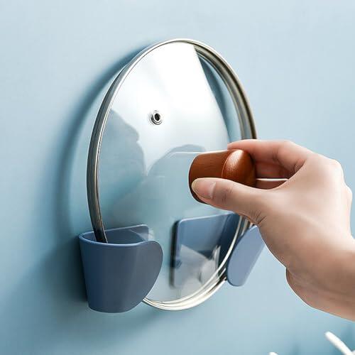 Soporte para Tapa de Olla de Plástico Montado en la Pared, Estante Organizador Antideslizante para Armario de Cocina, Ahorro de Espacio para Varios Utensilios de Cocina