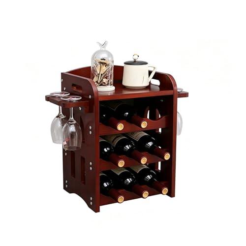Estante For Vinos De 3 Niveles, Piso Independiente, Exhibición Vino Apilable, For Con Soporte For Copas, For El Hogar