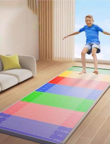 Tapete profesional para pruebas de salto de longitud, tapete de práctica de salto de longitud de pie a color con almohadilla de medición para gimnasio, escuela y entrenamiento en casa (200x5