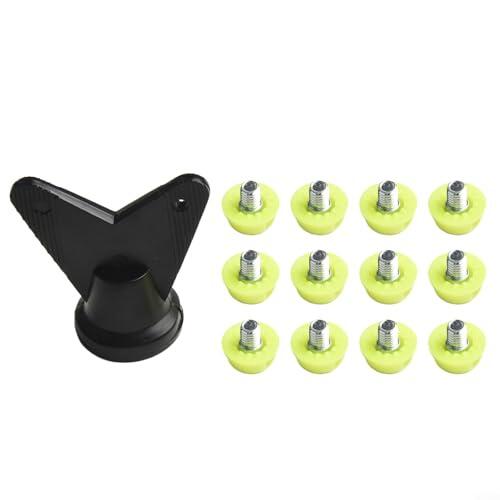 Paquete de 12 tacos de repuesto para botas de fútbol y picos de fútbol en 7 mm y 10 mm para un agarre estable y resistencia al desgaste con llave para una fácil instalación (verde 7 mm + 10 mm)