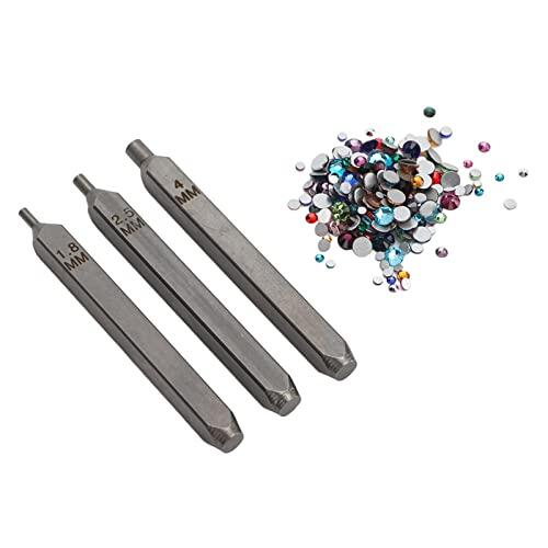 YUYTE Punzones para Estampar Metal, Juego de Punzones para Estampar Metal: 0,8 Mm, 2,5 Mm, 4, Revestimiento Inoxidable para Hacer Joyas de Bricolaje con Diamantes de Imitación de Colores